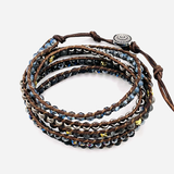 Pulsera Wrap de Ónix y Cristal