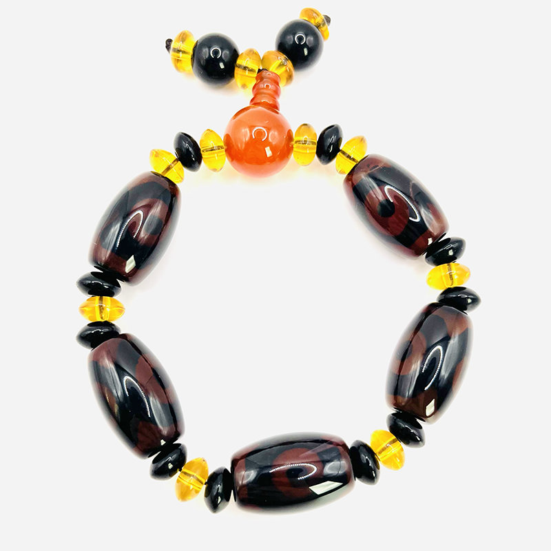 Pulsera Dzi de 3 Ojos Riqueza - Marrón