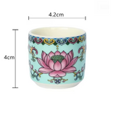 Tazas de Ofrenda Budista Lotus Sagrado - Juego de 3, Azul - Mundo Tibet