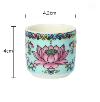 Tazas de Ofrenda Budista Lotus Sagrado - Juego de 3, Azul - Mundo Tibet