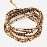 Pulsera Wrap de Ágata y Cristal 5 Hilos