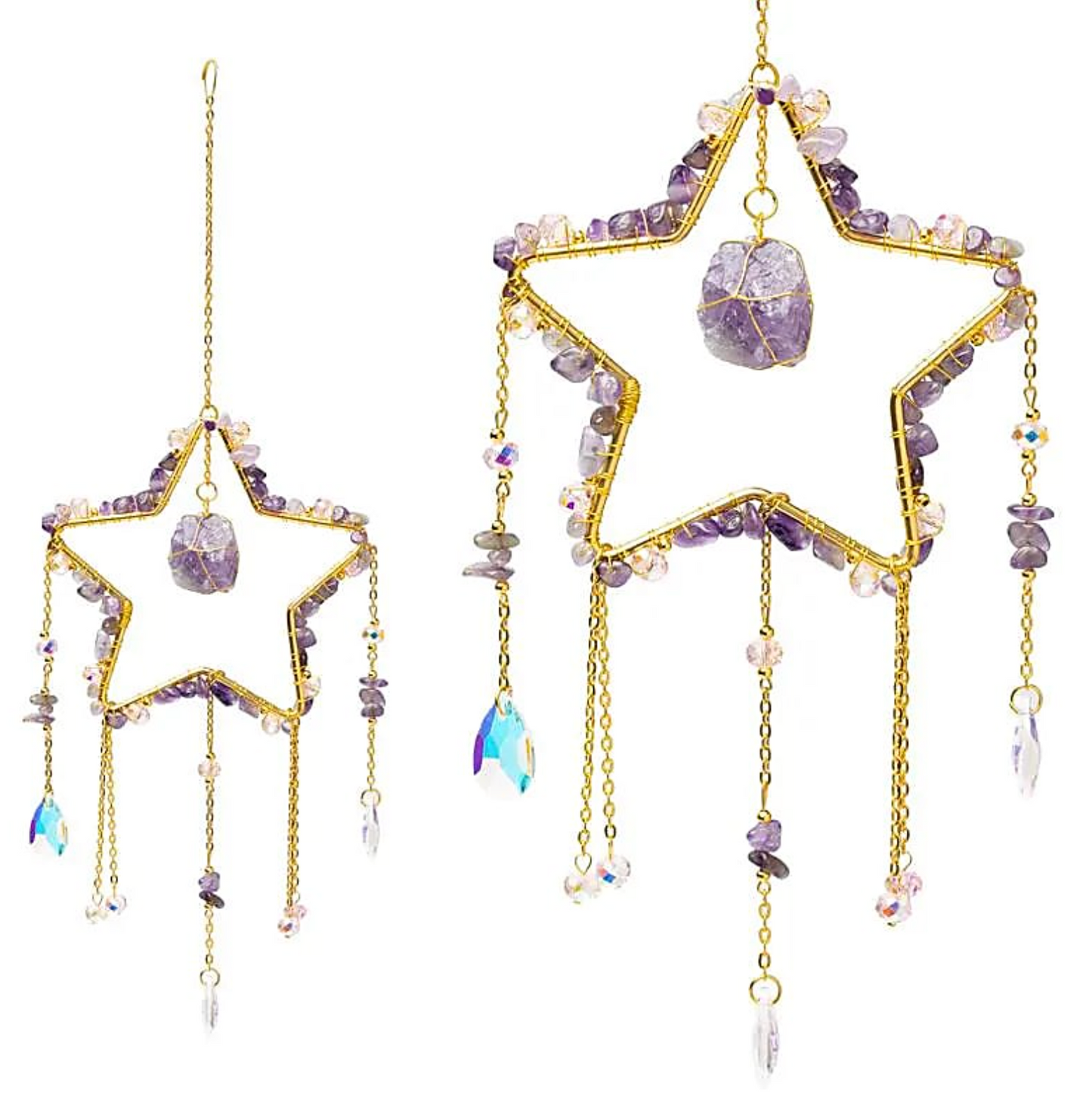Colgante de Cristal Estelar de Amatista – Serenidad, Elevación y Armonía Espiritual - Mundo Tibet