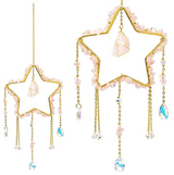 Colgante con forma de Sol y Estrella de Cuarzo Rosa - Mundo Tibet