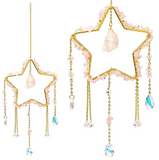 Colgante con forma de Sol y Estrella de Cuarzo Rosa - Mundo Tibet