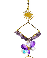Cuelga de Luz, Forma de Diamante, Cristal y Amatista