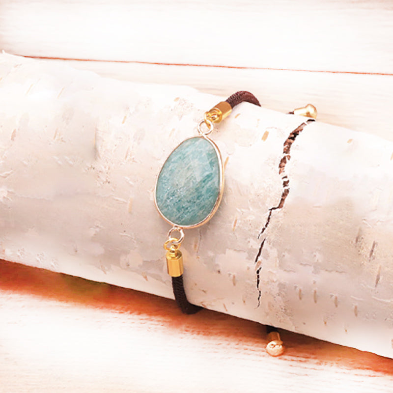 BRACERA-CORDON-AJUSTABLE-AMAZONITA - Mundo Tibet