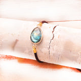 BRACERA DE CORDÓN AJUSTABLE, LABRADORITA - Mundo Tibet