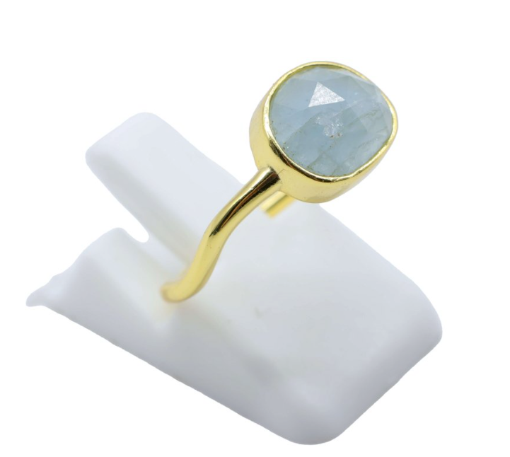 Anillo de plata 925 con aguamarina - Mundo Tibet