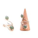 Anillo Elan de Primavera, Piedra de Ágata Verde y Plata 925 - Mundo Tibet