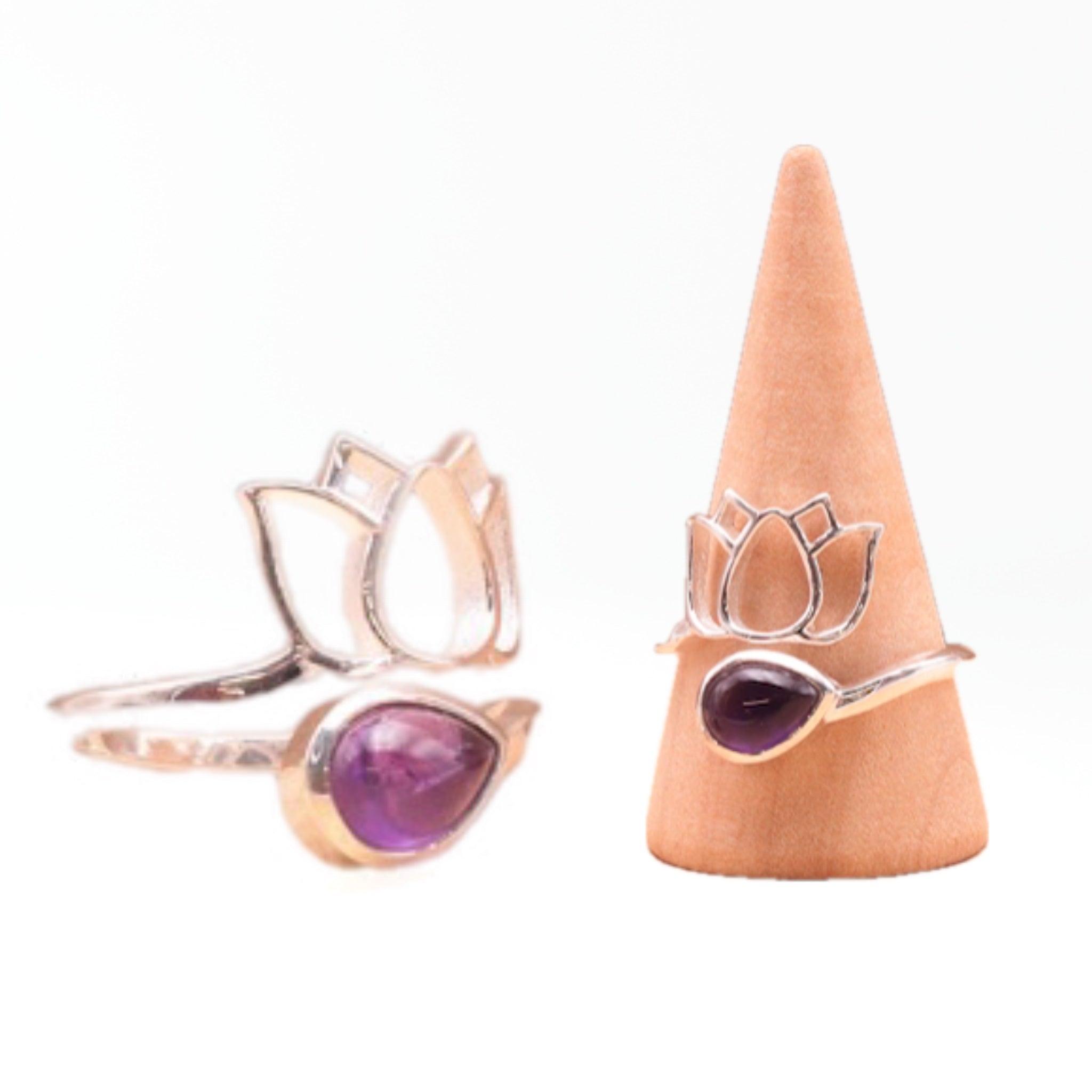 Anillo de Loto de Amatista y Plata 925 – Despertar y Serenidad - Mundo Tibet