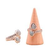 Anillo Ondulado de Cristal – Aguamarina y Plata 925 - Mundo Tibet