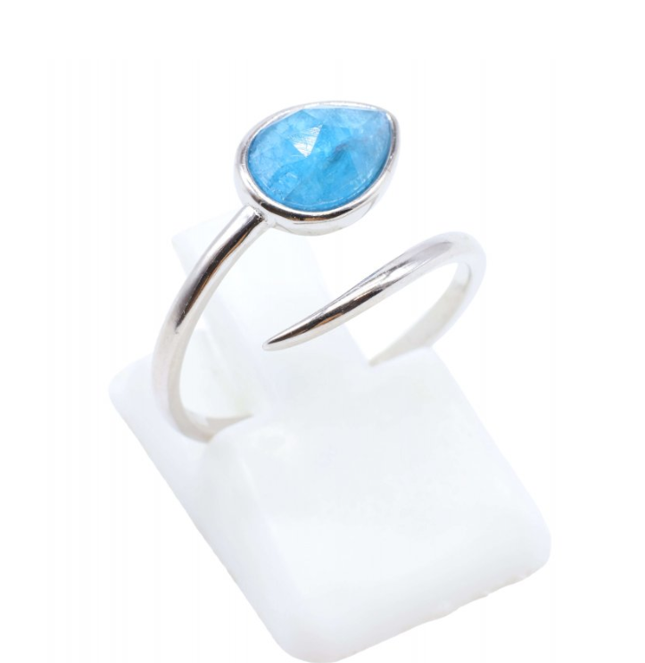 Anillo de serpiente y ciervo interior - Apatita y plata 925 - Mundo Tibet