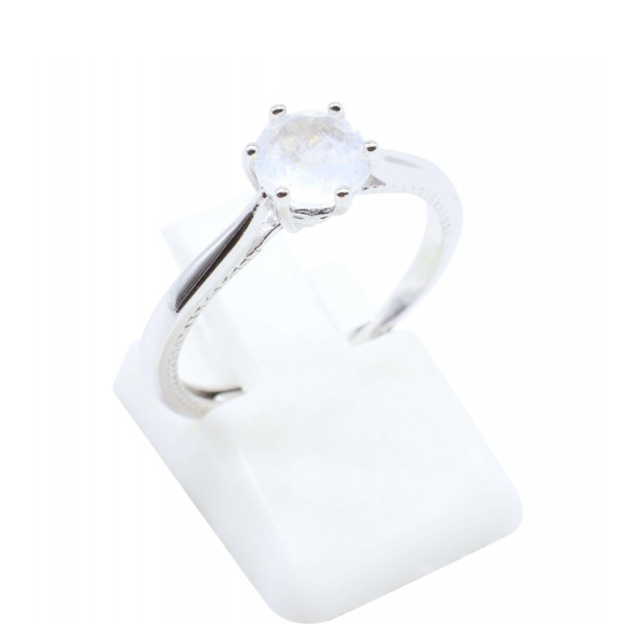 Anillo Solitario de Luna - Piedra de Luna & Plata 925 - unviers tibet