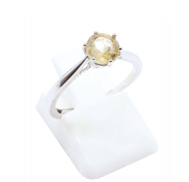 Anillo Solitario con Forma de Rayo de Sol - Citrina y Plata 925 - Mundo Tibet