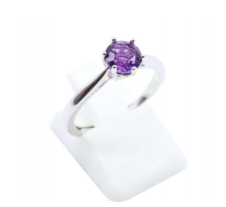 Anillo Solitario Vela de Serenidad - Amatista y Plata 925 - Mundo Tibet