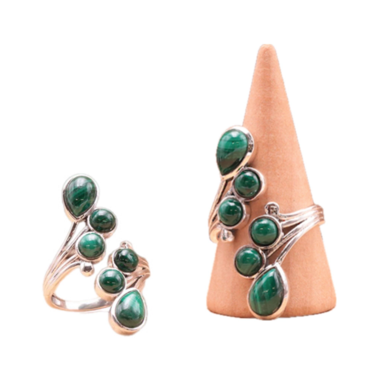 Anillo Suspiro de Renacimiento, Malachita y Plata 925 – Transformación y Curación - Mundo Tibet