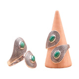 Anillo de Esmeralda en Espiral – Malachite y Plata 925 - Mundo Tibet