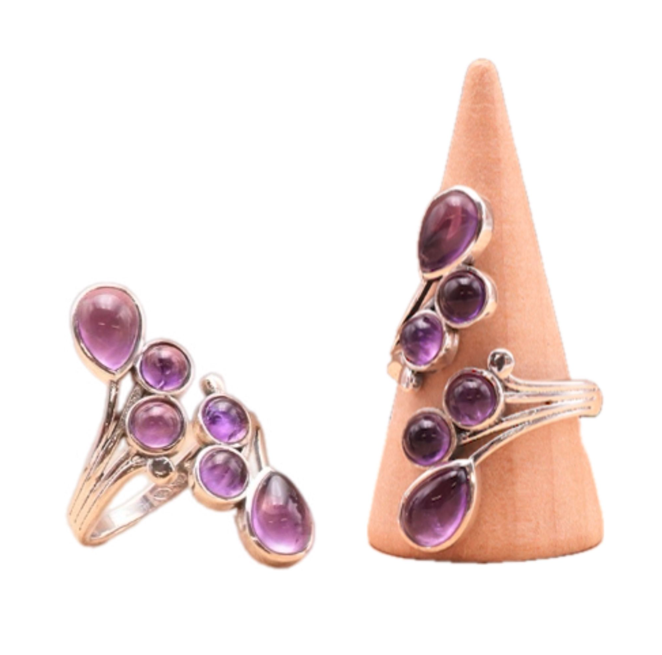 Anillo Bague Voile de Sérénidad Amatista y Plata 925 – Sabiduría y Paz - Mundo Tibet