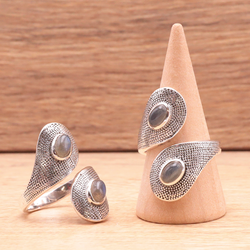 Anillo Éclat Boréal de plata 925 y labradorita - Mundo Tibet