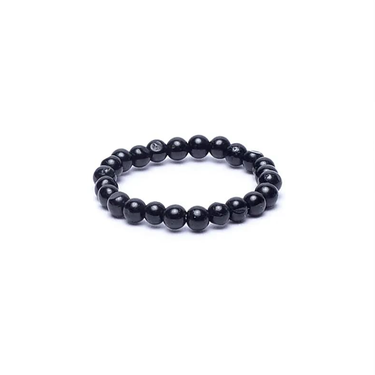 Anillo elástico de turmalina negra - Mundo Tibet