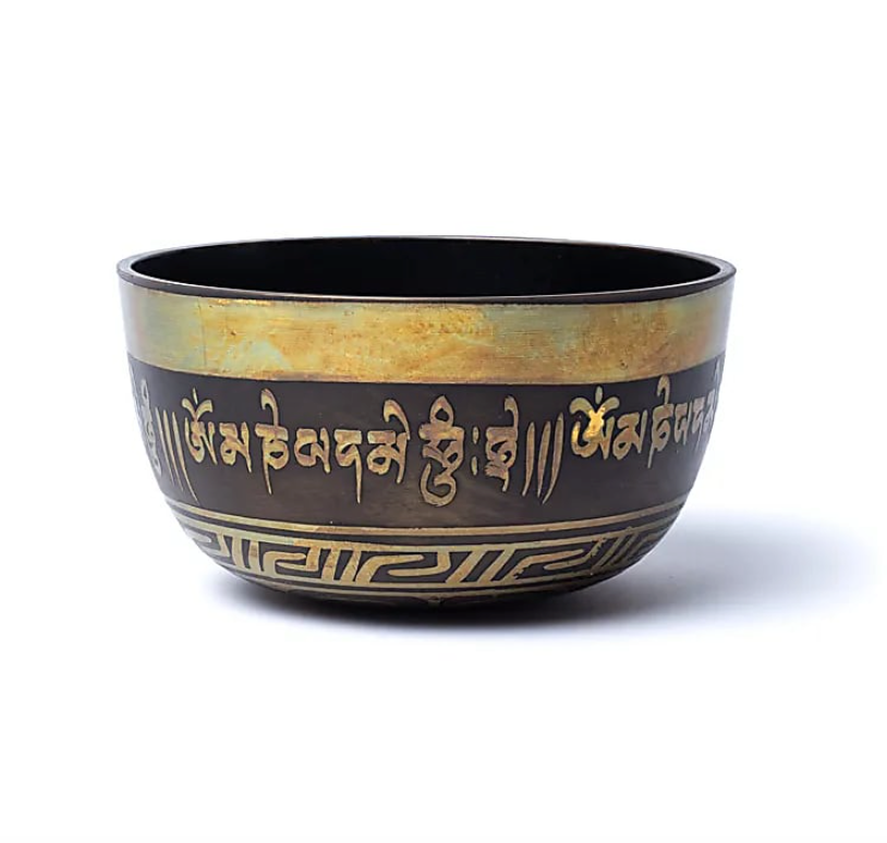 Canto tibetano grabado a mano, Om Mani Padme Hum - 17 cm - Mundo Tibet