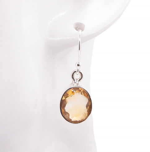 Pendientes Sol Brillante de Plata 925 y Citrino AAA - Mundo Tibet