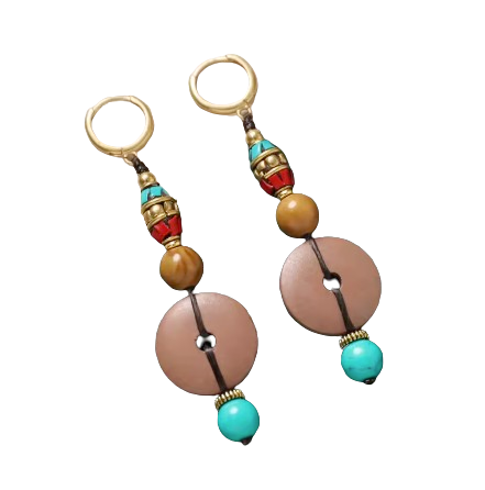 Pendientes tibetanas, rueda del Dharma - Mundo Tibet
