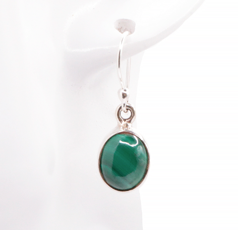 Pendientes Onda Verde de Plata 925 y Malachite - Mundo Tibet
