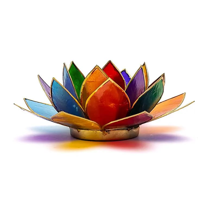 Vela de Flor de Loto, 7 Chakras, con Capazón - Mundo Tibet