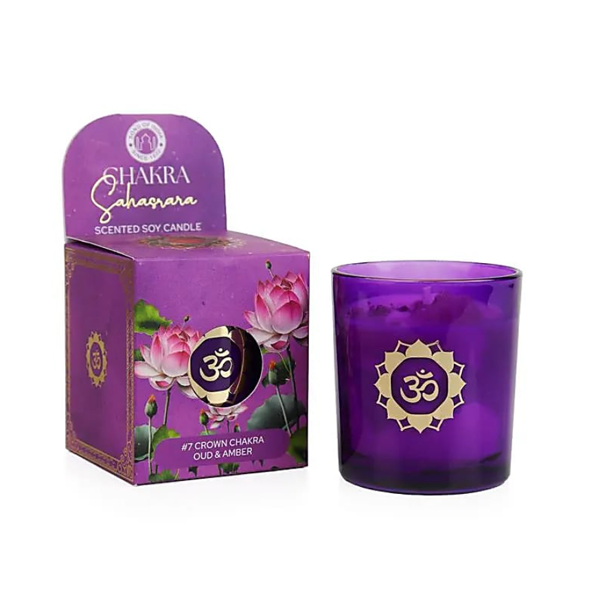 Bougie Chakra Sahasrara – Oud & Ambre – Éveil & Connexion Spirituelle - univers tibet
