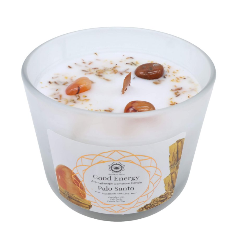 Vela Green Tree Energía Positiva – Coral y Palo Santo (256 g) - Mundo Tibet
