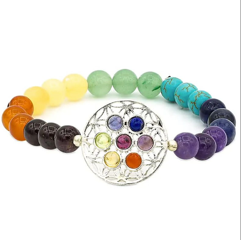 Pulsera de 7 Chakras con la Flor de la Vida - Mundo Tibet
