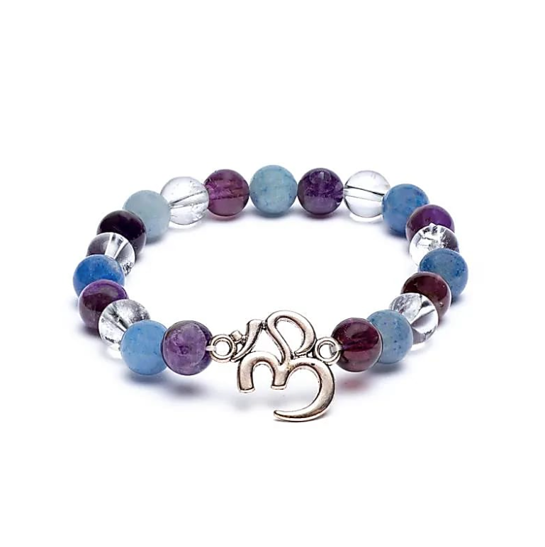 Pulsera de amatista, aventurina y cristal de roca - Mundo Tibet