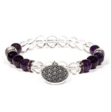 Pulsera de amatista de cristal de roca en forma de flor de vida - Mundo Tibet