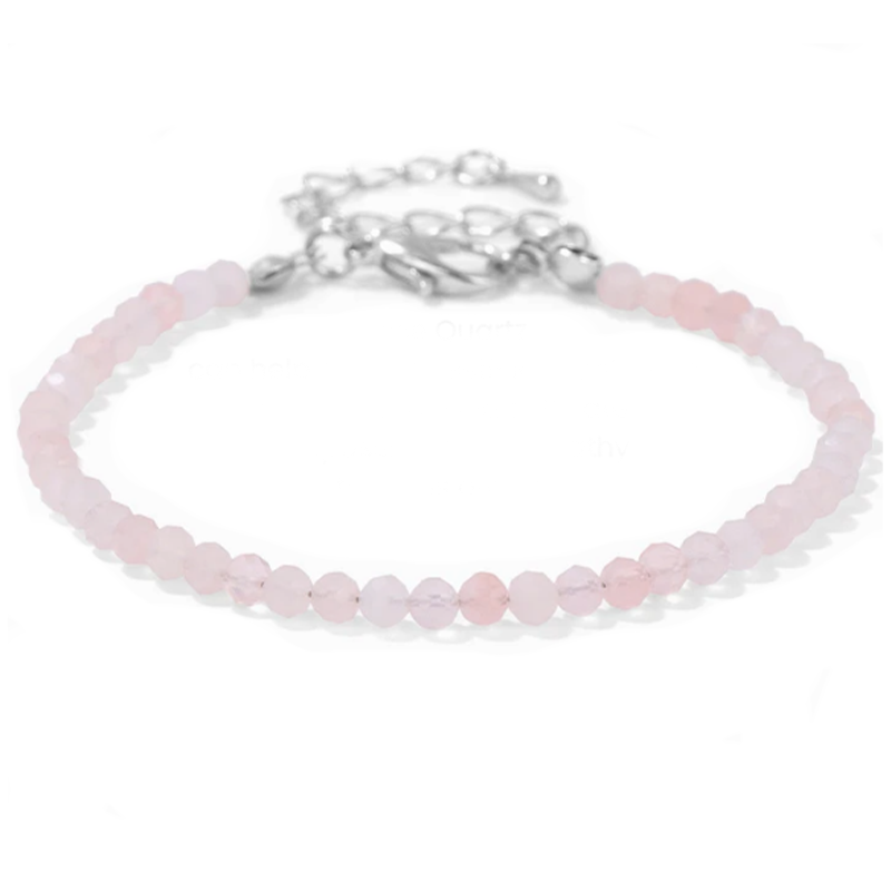 Pulsera de Amor y Paz - Cuarzo Rosa Facetado - Mundo Tibet