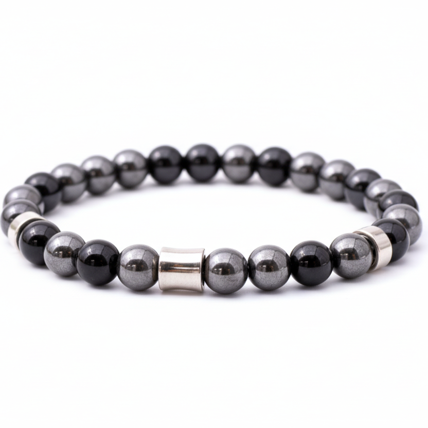 Pulsera de Anclaje y Protección – Hematita y Ónix Negro - Mundo Tibet