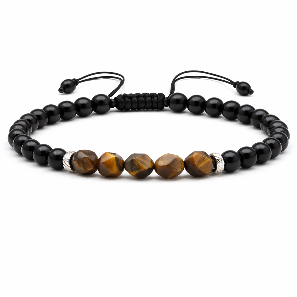 Pulsera de Anclaje y Protección – Ojo de Tigre y Ónix - Mundo Tibet
