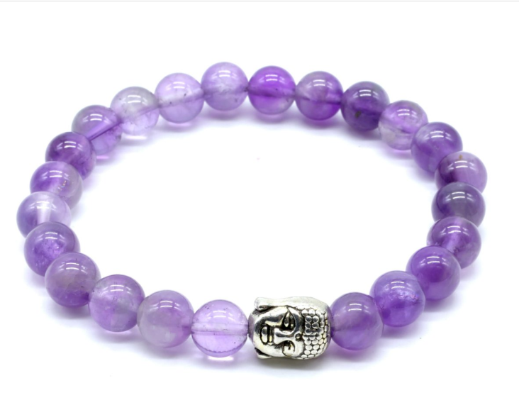 Pulsera de Buda de la Serenidad hecha de amatista - Mundo Tibet