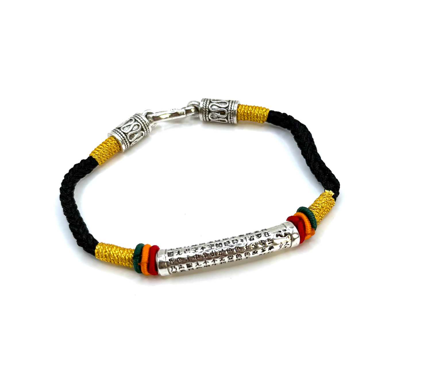 Pulsera Budista Prajñā Sūtra – Trenzada Negra y Dorada - Mundo Tibet