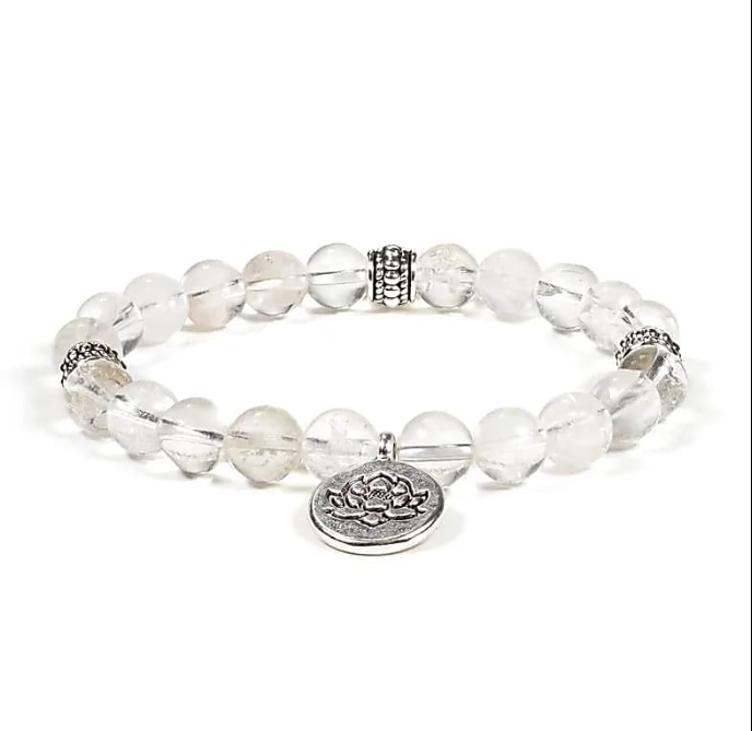 Pulsera de Cristal de Roca Lotus - Mundo Tibet