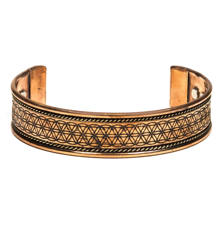 Pulsera de cobre magnética en forma de flor de la vida - Mundo Tibet