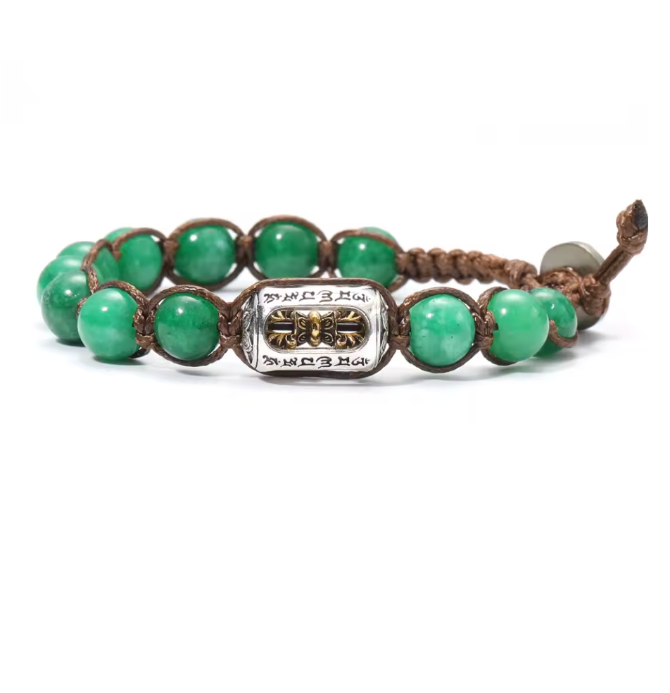 Pulsera Dorje de Equilibrio Vital hecha de jaspe verde - Mundo Tibet