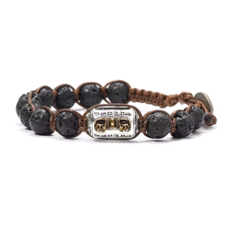 Pulsera Dorje de la Fuerza Interior en Piedra de Lava - Mundo Tibet