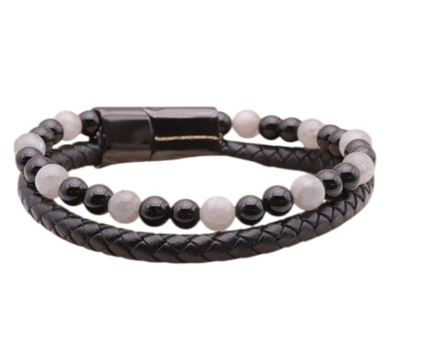 Pulsera Duo de Labradorita y Ónix – Protección y conexión a tierra - Mundo Tibet