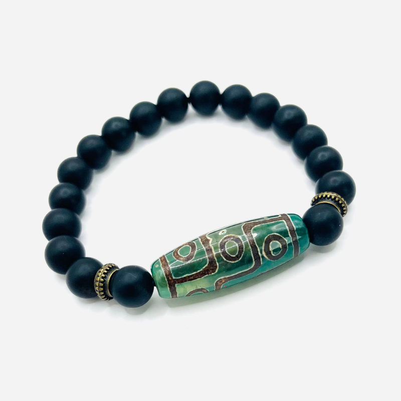 Pulsera de Dzi con 3 Ojos - Negro - Mundo Tibet