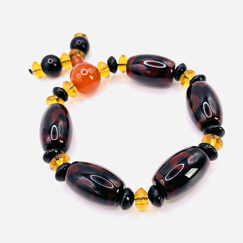 Pulsera de Dzi de 3 Ojos - Marrón - Mundo Tibet