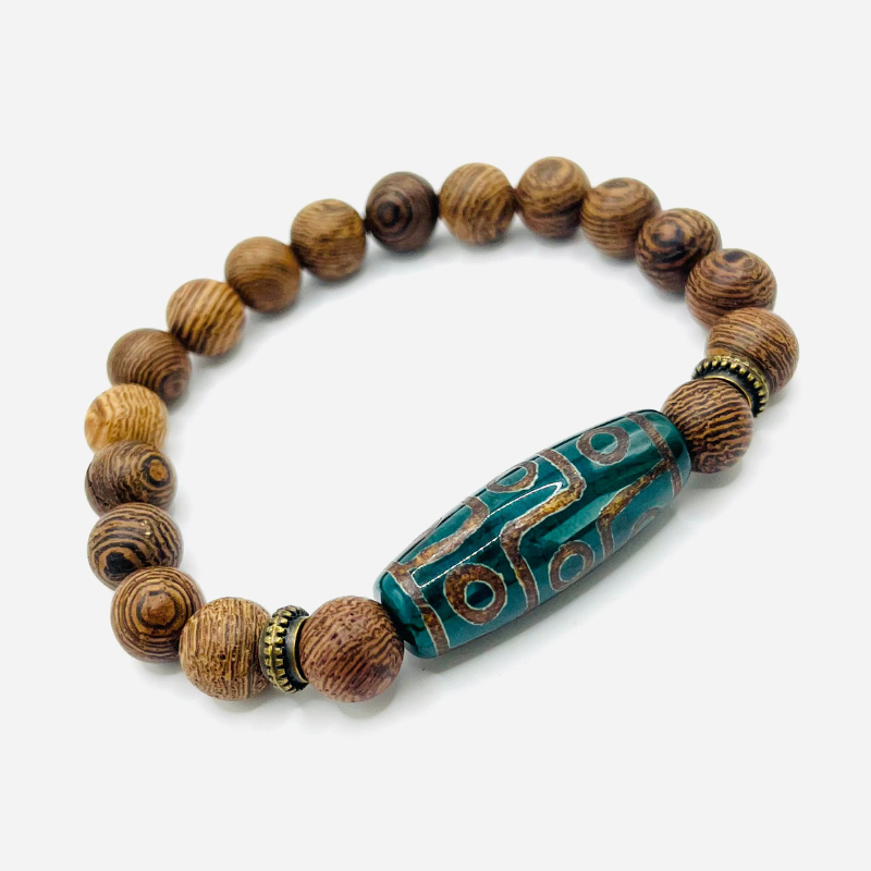 Pulsera Dzi de 9 Ojos - Madera - Mundo Tibet