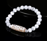 Pulsera de Dzi de 9 Ojos, Curación - Ágata Blanca - Mundo Tibet
