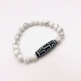 Pulsera de Dzi de 9 Ojos, Mundo Tibet, Howlite - Armonía