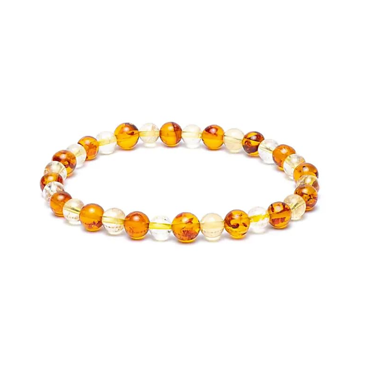 Pulsera elástica de ámbar y citrino - Mundo Tibet